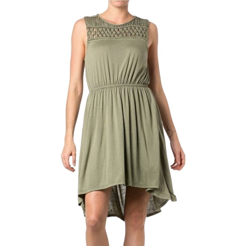 Miss Me Olive Green Macrame Sleeveless Dress size Medium